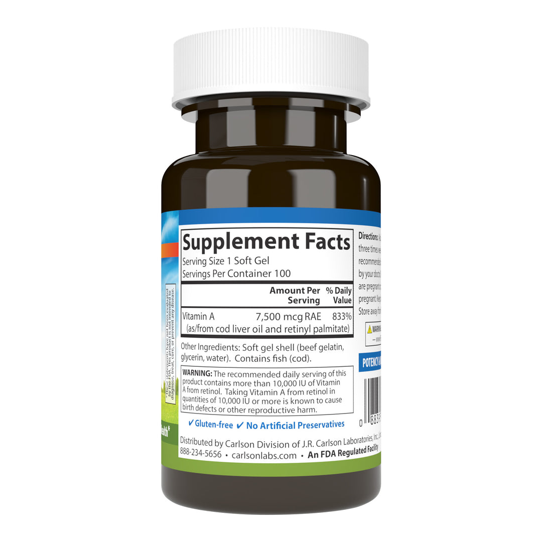 Vitamin A 25,000 IU (7,500 mcg RAE)