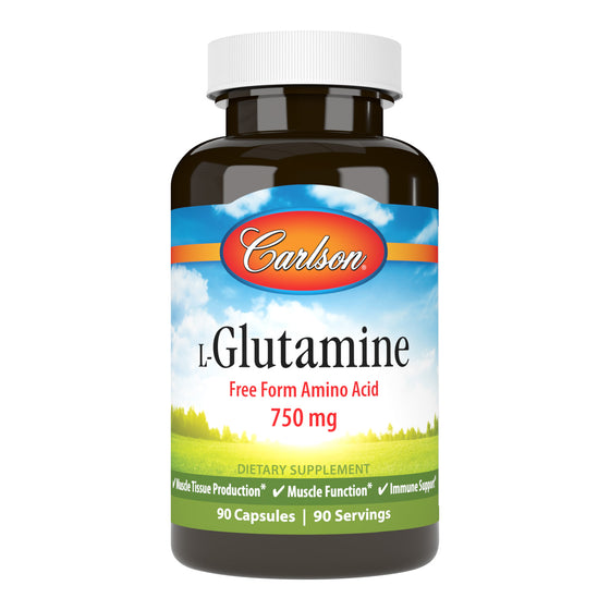 L-Glutamine promotes muscle tissue production and aids in repairing and rebuilding muscle. Each capsule contains 750 mg of L-Glutamine.