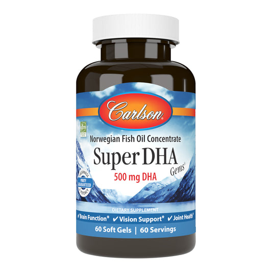 DHA plays an essential role in brain, vision, and nervous system health. Super DHA Gems provide 500 mg of DHA in a single soft gel. sku_1550-2 dha 500