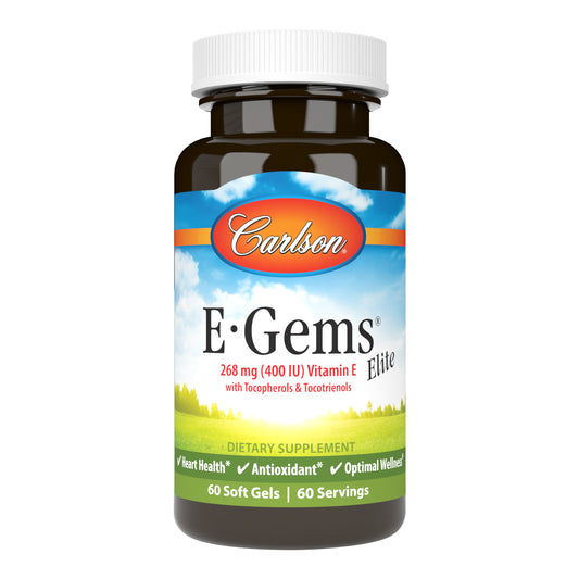 E-Gems® Elite&nbsp;268 mg&nbsp;(400 IU) is an exclusive blend of the entire vitamin E family, including eight forms of tocopherols and tocotrienols. Vitamin E offers many health benefits and plays an important role in cardiovascular health and protecting the body from free radical damage.