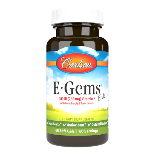 E-Gems® Elite 400 IU (268 mg) is an exclusive blend of the entire vitamin E family, including eight forms of tocopherols and tocotrienols. sku_0770-UPC