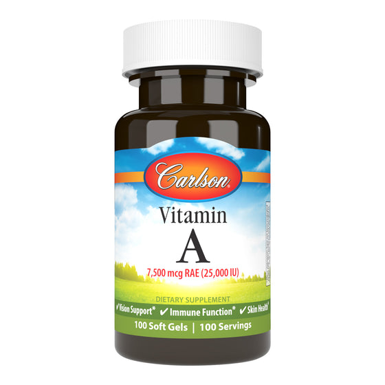 Vitamin A 25,000 IU (7,500 mcg RAE) is important for healthy vision. It plays an important role in helping the eyes adapt to light changes. sku_1131-UPC