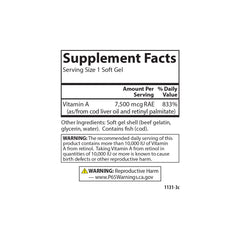 Vitamin A 25,000 IU (7,500 mcg RAE)