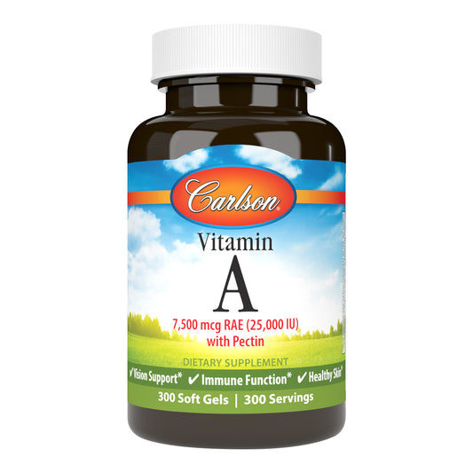 Vitamin A 25,000 IU (7,500 mcg RAE) with Pectin is important for healthy vision. Vitamin A plays an important role in helping the eyes adapt to light changes.