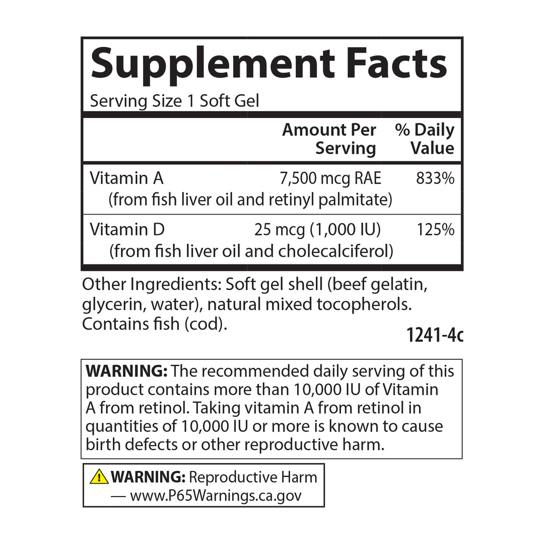 Vitamins A & D 25,000 IU + 1,000 IU
