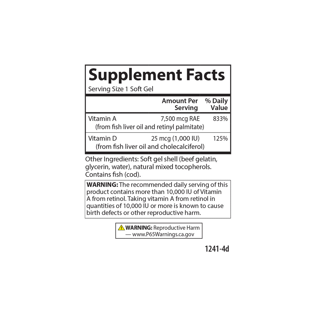 Vitamins A & D 25,000 IU + 1,000 IU