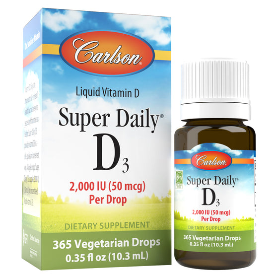 Get your daily dose of vitamin D3 by placing a drop of Super Daily® D3 in your food or drink. Each Super Daily® D3 drop provides 2,000 IU (50 mcg) of concentrated vitamin D. vitamin d 2000 units, liquid vitamin d3, liquid vitamin d3 drops