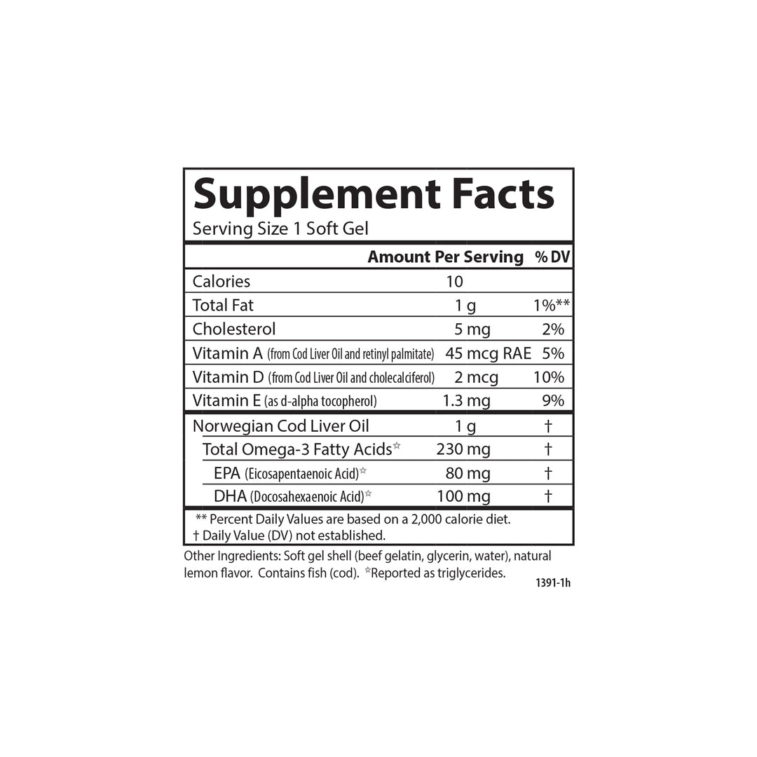 Cod Liver Oil, Low Vitamin A