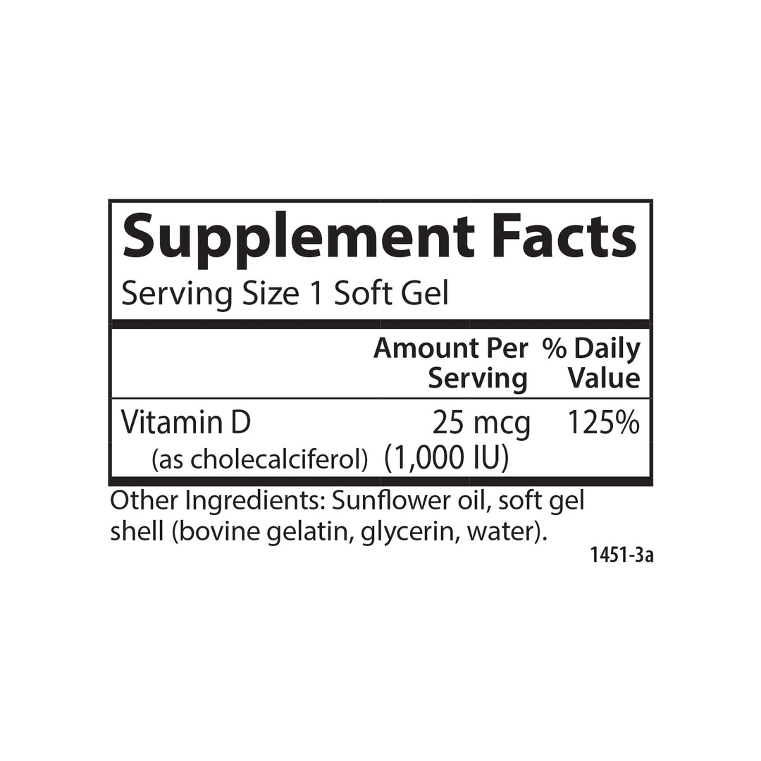 Vitamin D3 1,000 IU (25 mcg)