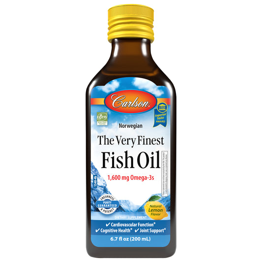 The Very Finest Fish Oil provides 1,600 mg of omega-3s in a single teaspoon. sku_1540 carlson fish oil, omega 3 liquid, carlson the very finest fish oil