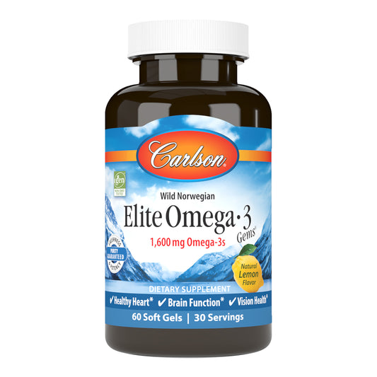 A single serving of Elite Omega-3 Gems provide 1,600 mg of omega-3s, including the important omega-3s EPA and DHA, which promote heart, brain, vision, and joint health. sku_1716-UPC