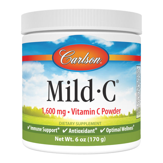 Vitamin C is an essential antioxidant that supports healthy immune system function, teeth, and gum tissue health, and the body's natural defense system. Carlson Mild C® Powder is made from pure calcium ascorbate, a combination of calcium and vitamin C, making it mild on the teeth and gentle in the stomach. 
