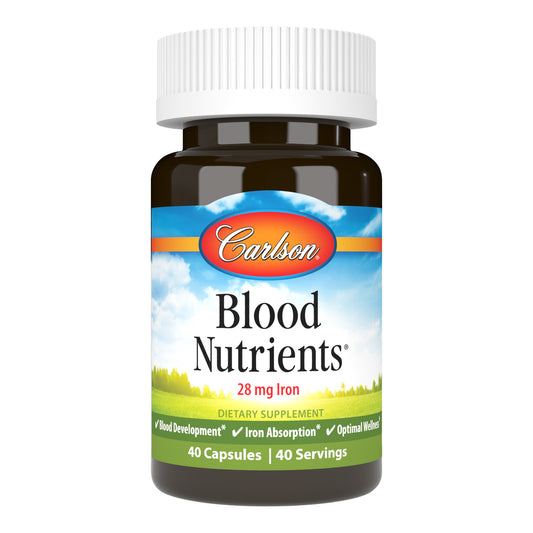 Blood Nutrients is an advanced formula designed to maintain healthy iron levels, and promote red blood cell formation and hemoglobin production. sku_4466-UPC blood vitamins, blood health vitamins