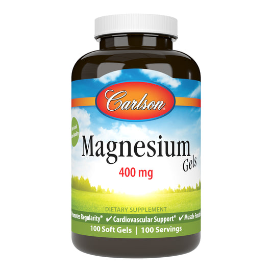 Magnesium Gels provide 400 mg of magnesium per soft gel, which supports healthy blood vessels and promotes healthy muscle function. sku_5201-UPC magnesium gel, magnesium 400 mg small pills