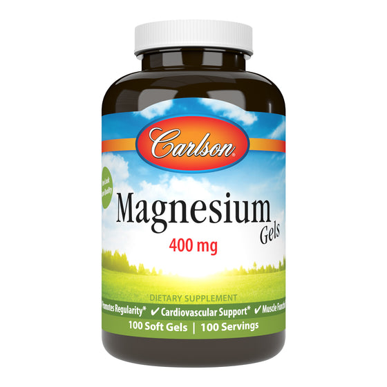 Magnesium Gels provide 400 mg of magnesium per soft gel, which supports healthy blood vessels and promotes healthy muscle function. sku_5201-UPC magnesium gel, magnesium 400 mg small pills