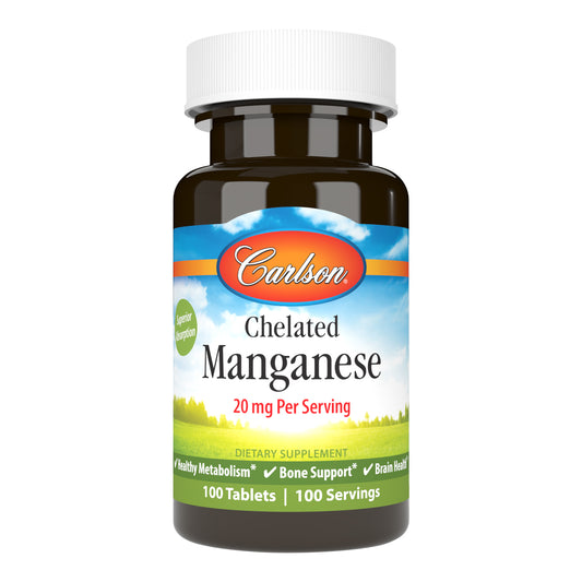 Manganese is an essential trace mineral involved in many key body functions, including supporting a healthy metabolism, and bone and brain health. sku_5631-UPC chelated manganese, what is chelated, chelated manganese supplement