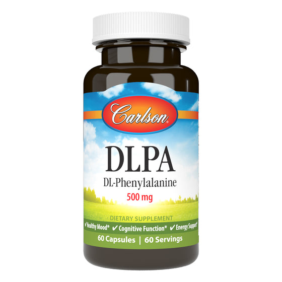 By supporting endorphins and other mood elevating chemicals in the brain, Carlson DLPA promotes a natural sense of well-being. what is dlpa, dl phenylalanine benefits, dlpa 500mg
