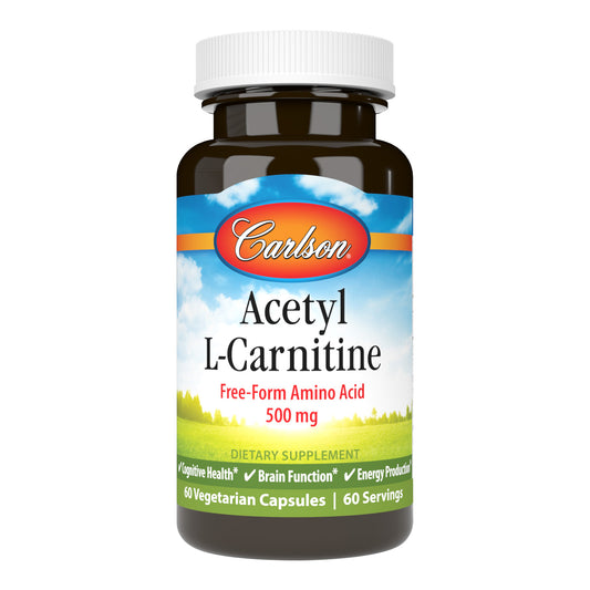 Carlson Acetyl L-Carnitine is a modified amino acid that supports cognitive health, brain function, and energy production.