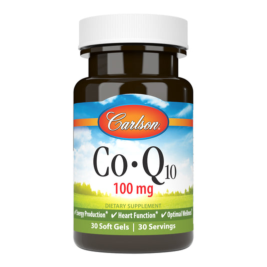 Supplementing with Carlson CoQ10 100 mg can restore CoQ10 levels within our body, so we can maintain healthy cellular energy levels.  sku_8240-UPC