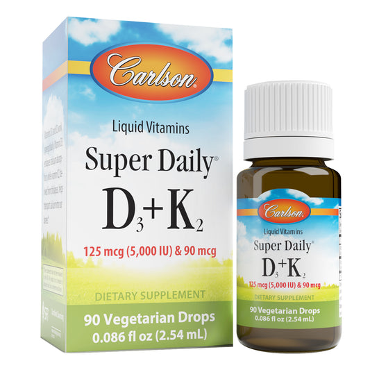 Super Daily D3 + K2 combines two of the most important nutrients to support optimal bone, teeth, and cardiovascular system health. 