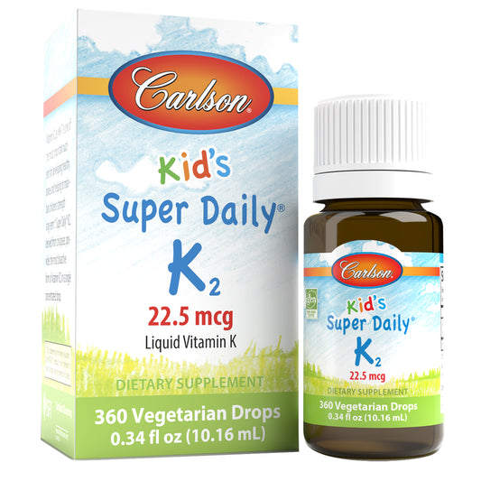 Kid’s Super Daily K2 provides vitamin K2 as MK-7, an enhanced, bioactive form of vitamin K that supports cardiovascular, bone, and blood health.