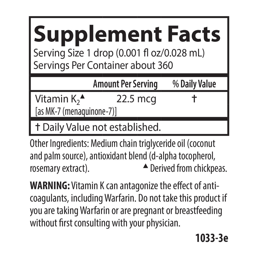 Supplement Facts for Kid's Super Daily® K2