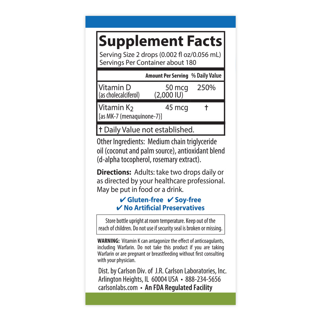 Super Daily® D3 + K2 2,000 IU (50 mcg) & 45 mcg