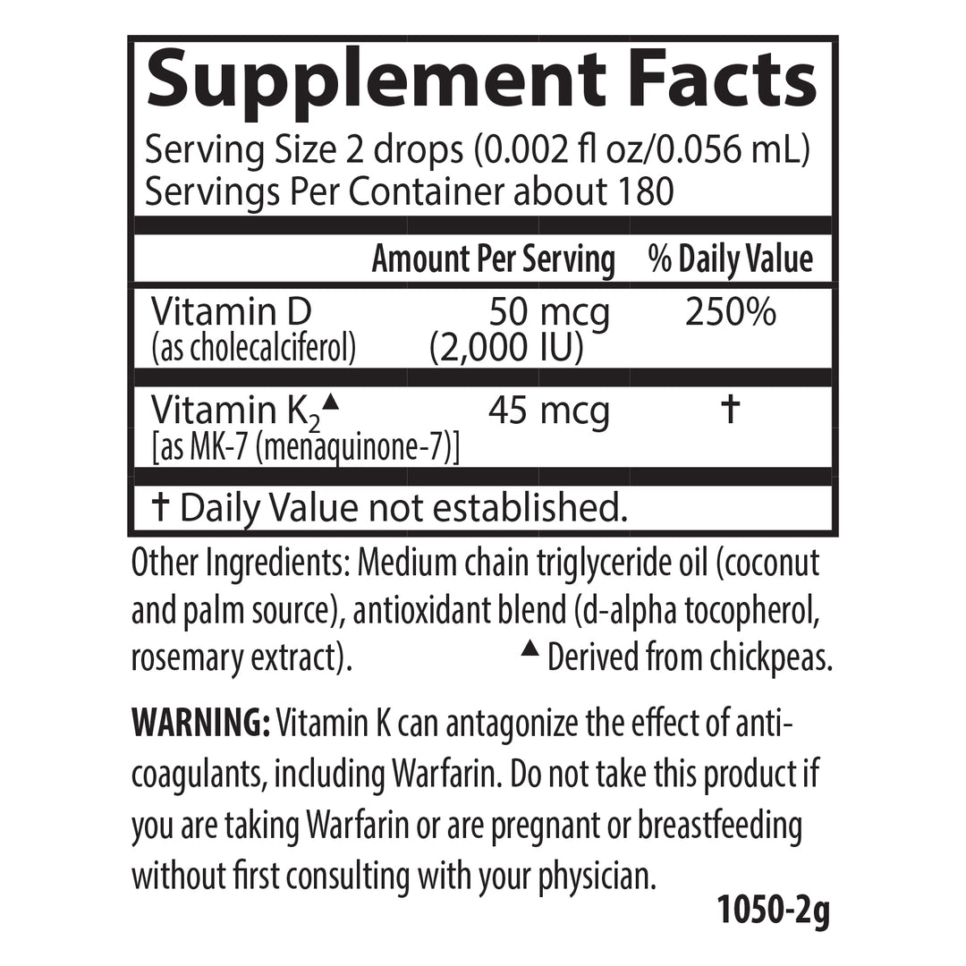 Super Daily® D3 + K2 2,000 IU (50 mcg) & 45 mcg
