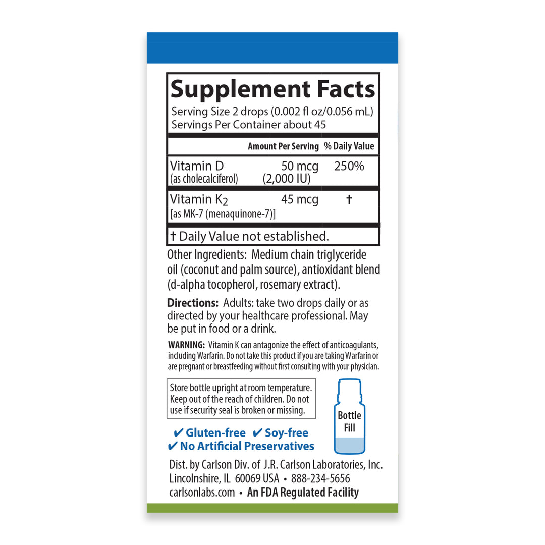 Super Daily® D3 + K2 2,000 IU (50 mcg) & 45 mcg