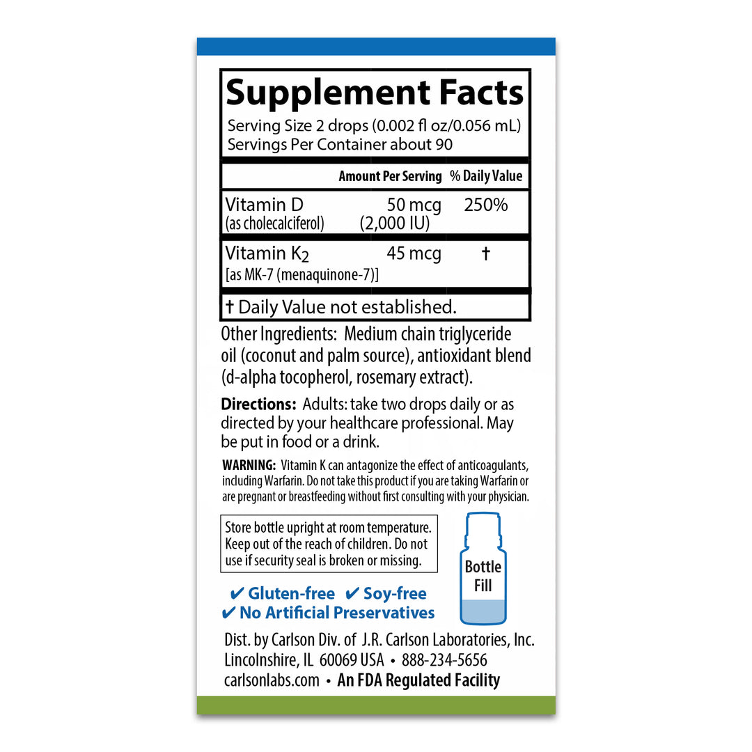 Super Daily® D3 + K2 2,000 IU (50 mcg) & 45 mcg