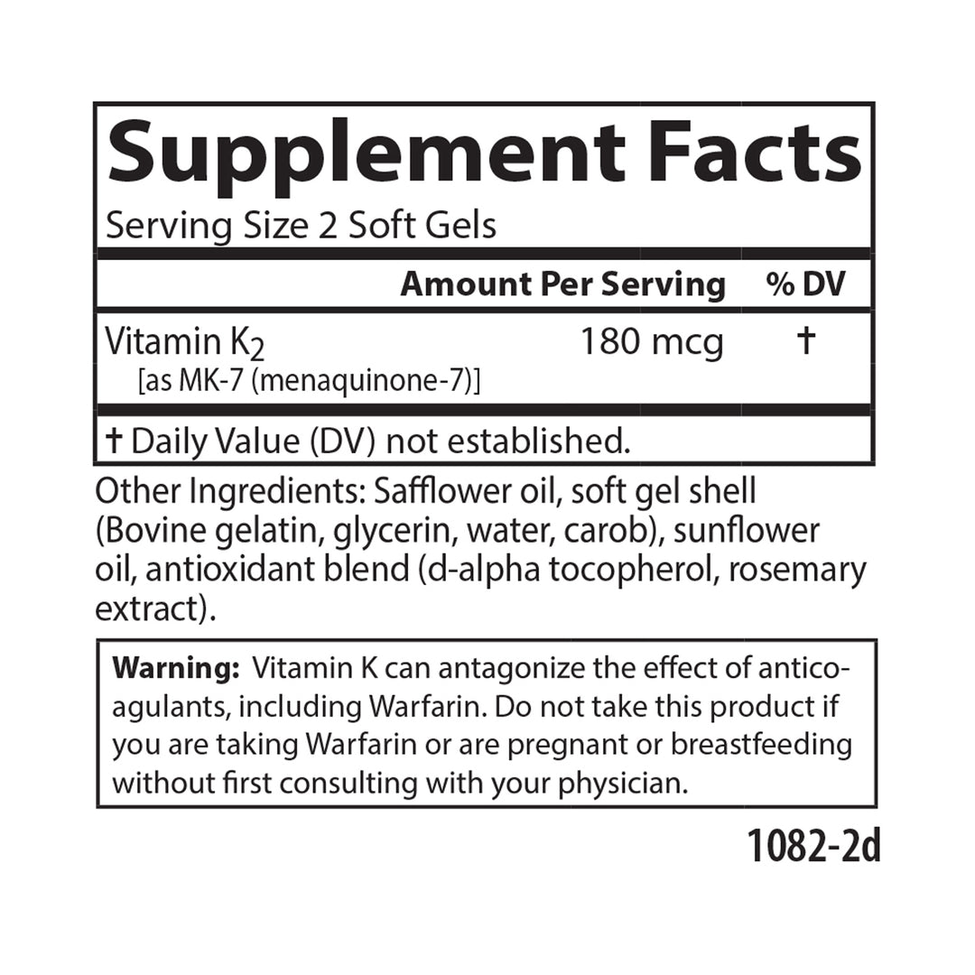 Vitamin K2 as MK-7 180 mcg