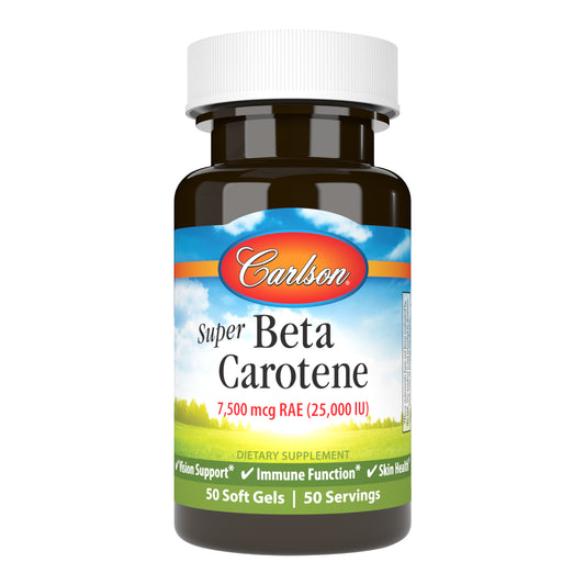Beta carotene is an important antioxidant in the body that also acts as a source of vitamin A. Carlson Super Beta Carotene contains 100% natural beta carotene and no synthetic beta caroten 
