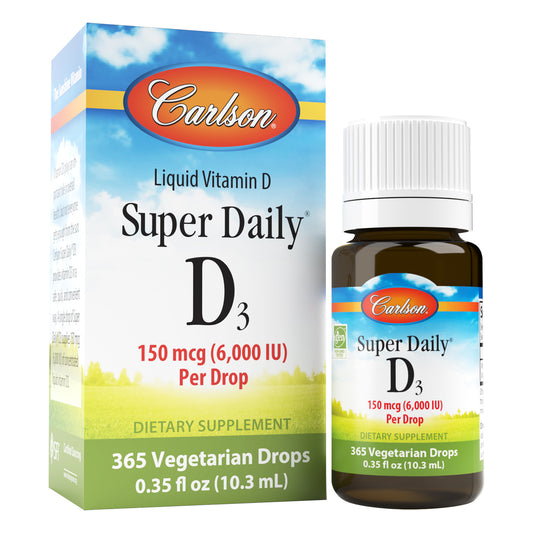 Super Daily D3 provides 6,000 IU (150 mcg) of vitamin D in a single drop that can be placed in food or a drink.