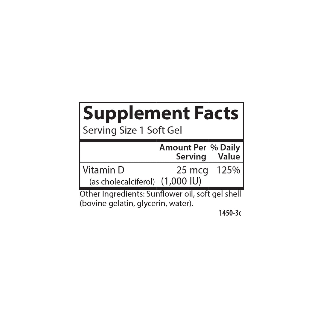 Vitamin D3 1,000 IU (25 mcg)