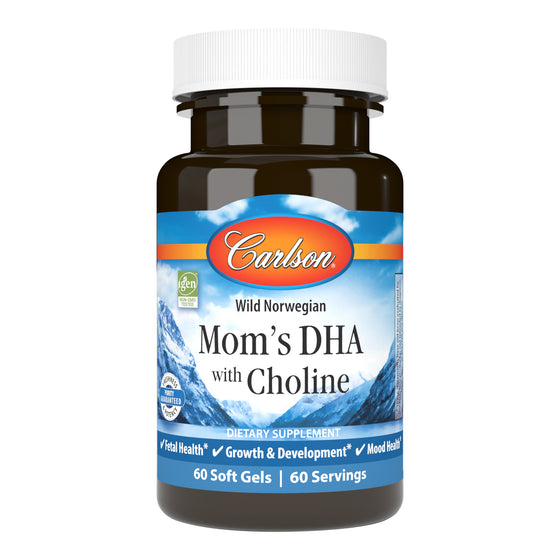 Mom's DHA + Choline blends sustainably sourced herring caviar oil and omega-3s, and provides the 3:1 DHA to EPA ratio naturally found in breast milk. 