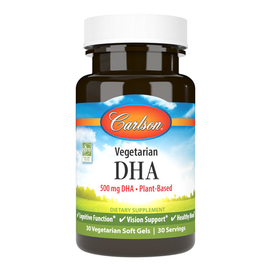 Vegetarian DHA provides 500 mg of DHA in a single soft gel and is tested by an FDA-registered laboratory for potency and quality.