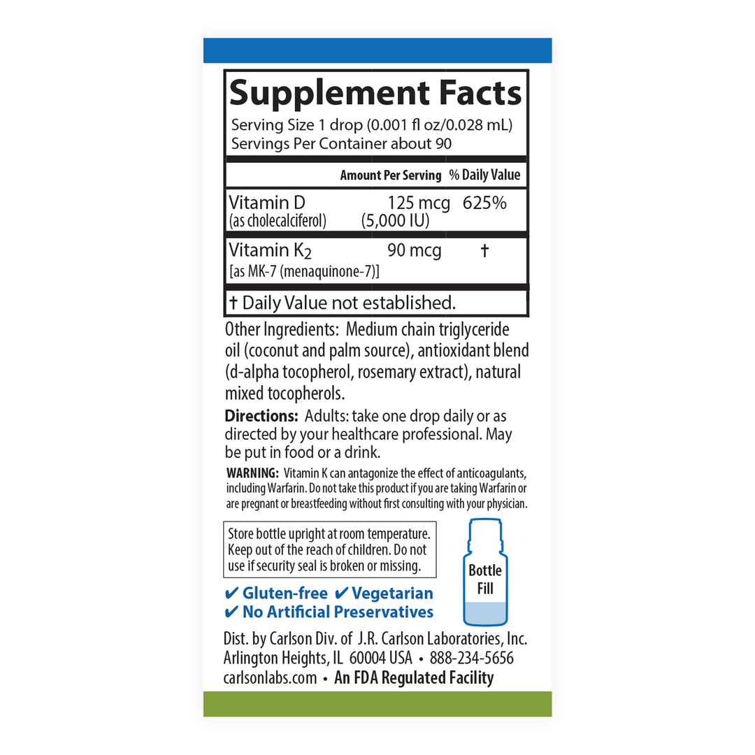Super Daily® D3 + K2 5,000 IU (125 mcg) & 90 mcg