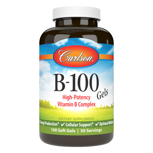 B-100 Gels provide important B-complex vitamins, which are essential for converting the fats, proteins, and carbohydrates from the food we eat into energy. sku_2073-UPC b100 vitamin, high potency b complex