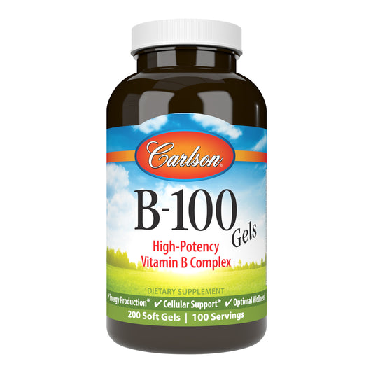 B-100 Gels provide important B-complex vitamins, which are essential for converting the fats, proteins, and carbohydrates from the food we eat into energy. sku_2074-UPC b100 vitamin, high potency b complex