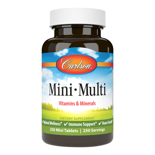 Mini-Multi delivers important vitamins and minerals in a small, easy-to-swallow tablet to promote optimal wellness. sku_4136-UPC mini vitamins, mini multivitamin, small multivitamins