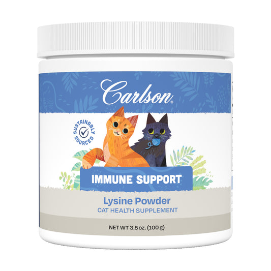 Carlson Lysine for Cats provides supplemental lysine to support normal immune function and healthy protein&nbsp;metabolism. As an essential amino acid, lysine must be obtained through the diet.
