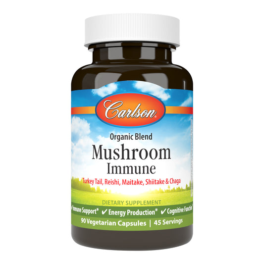 Mushroom Immune provides a unique blend of the top immune boosting mushrooms. All are organically sourced and extracted to increase the bioavailability of beneficial compounds, like beta glucans.  Mushroom Immune, shiitake mushrooms, turkey tail mushrooms, maitake mushrooms