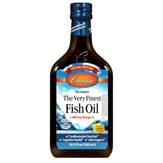Carlson The Very Finest Fish Oil Special Edition bottle is sold exclusively from Carlson and provides 1,600 mg of omega-3s per serving.