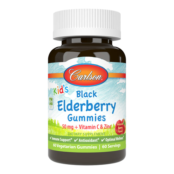 Kid's Black Elderberry Gummies provide the powerful antioxidant blend of elderberry, vitamin C, and zinc for immune support. elderberry gummies for kids, elderberry zinc vitamin c gummies sku_4883