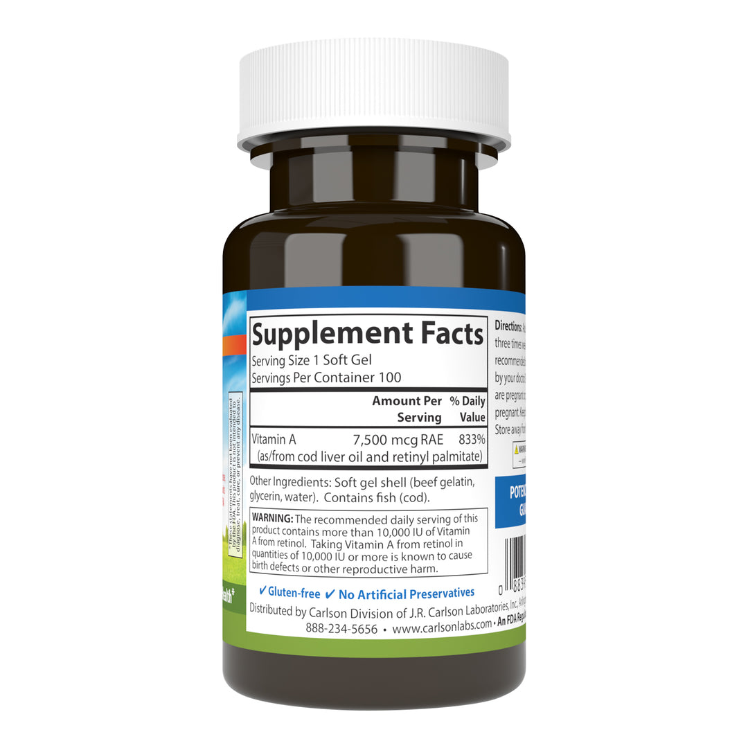 Vitamin A 25,000 IU (7,500 mcg RAE)