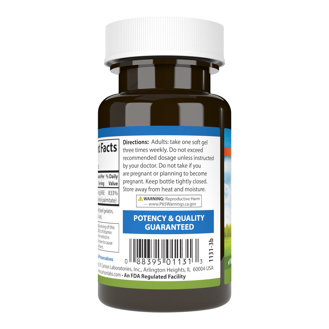 Vitamin A 25,000 IU (7,500 mcg RAE)