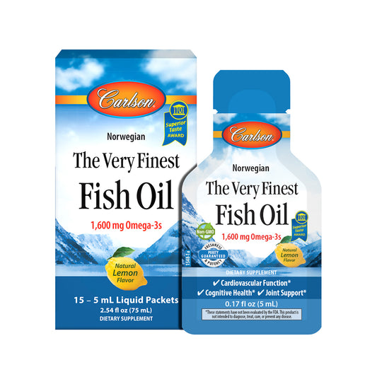 The Very Finest Fish Oil is now available in convenient, single-serving packets for on the go.