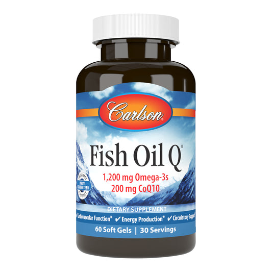 Fish Oil Q combines the important omega-3s EPA and DHA with coenzyme Q10. CoQ10 also promotes healthy cardiovascular system function. sku_1673-UPC q oil, which is better for heart coq10 or fish oil, can you take fish oil and coq10 together