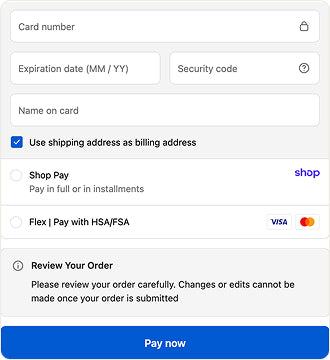 Enter your HSA/FSA card